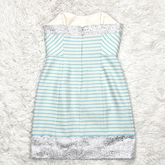 Lilly Pulitzer Remi Strapless Dress Blue Horizon Bay Stripe Silver Band Size 0 - Picture 4 of 10